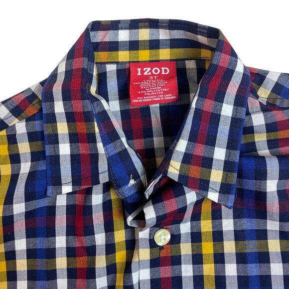 Izod Toddler Boys Plaid Button-Down Shirt Multicolor Sz 3T - Picture 4 of 5